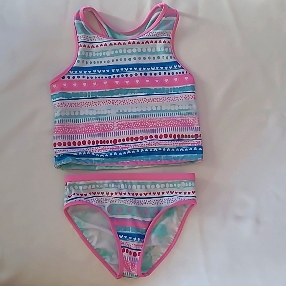 🏊‍♀️Eddie Bauer Girls 2-piece Swim Suit, Size Small 6